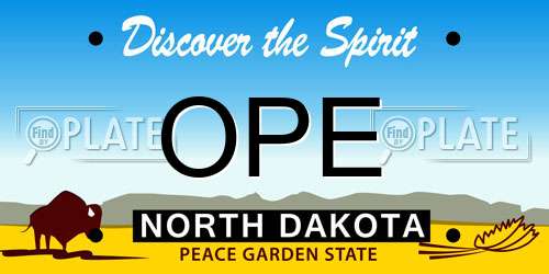 OPE North Dakota License Plate