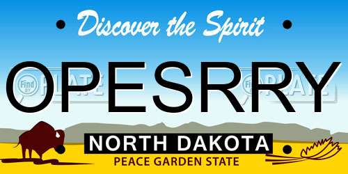 OPESRRY North Dakota License Plate