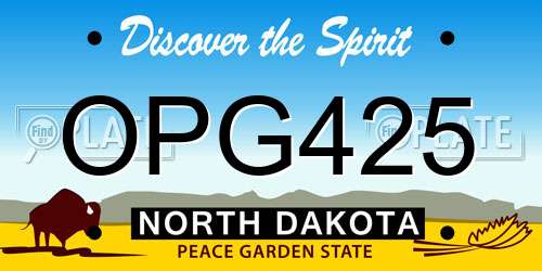 OPG425 North Dakota License Plate