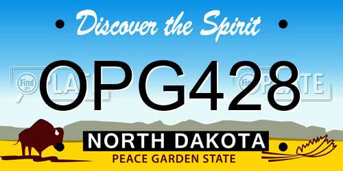 OPG428 North Dakota License Plate