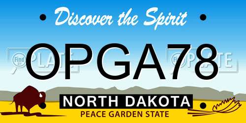 OPGA78 North Dakota License Plate