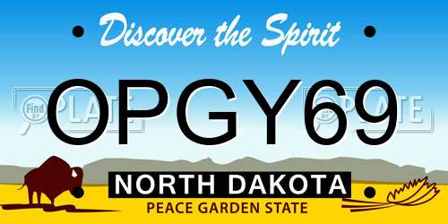 OPGY69 North Dakota License Plate