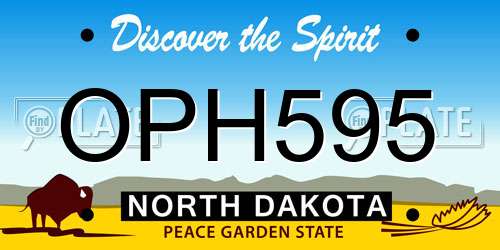 OPH595 North Dakota License Plate