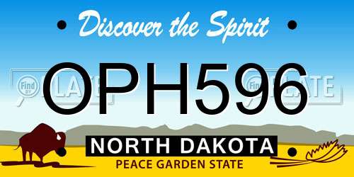 OPH596 North Dakota License Plate