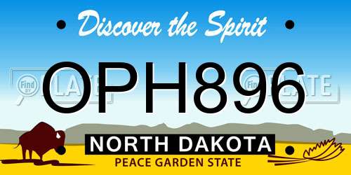 OPH896 North Dakota License Plate