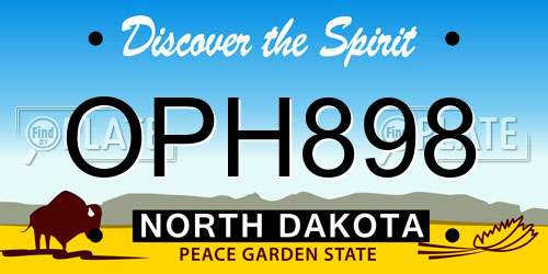 OPH898 North Dakota License Plate