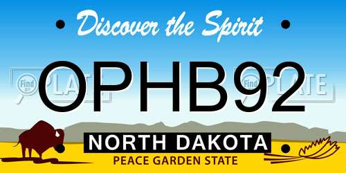 OPHB92 North Dakota License Plate