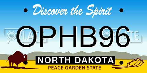 OPHB96 North Dakota License Plate