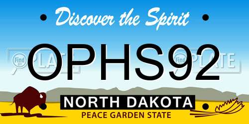 OPHS92 North Dakota License Plate