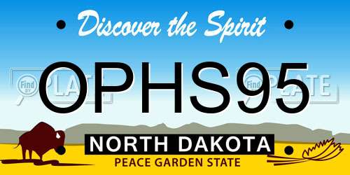 OPHS95 North Dakota License Plate