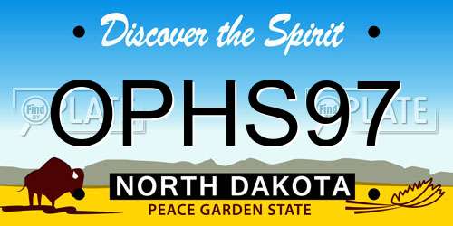 OPHS97 North Dakota License Plate
