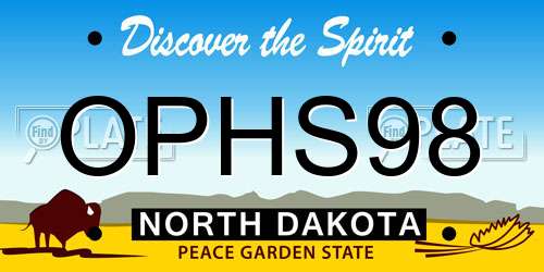 OPHS98 North Dakota License Plate