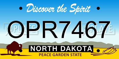 OPR7467 North Dakota License Plate