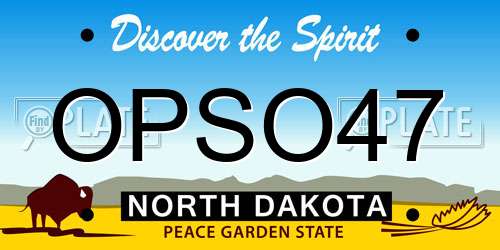 OPSO47 North Dakota License Plate