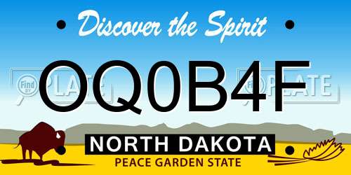 OQ0B4F North Dakota License Plate