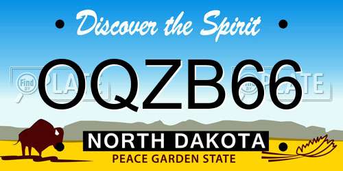 OQZB66 North Dakota License Plate