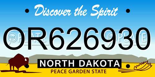 OR626930 North Dakota License Plate