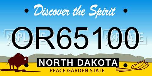 OR65100 North Dakota License Plate