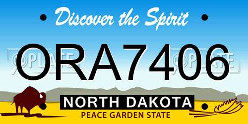 ORA7406 North Dakota License Plate