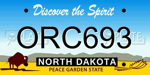ORC693 North Dakota License Plate