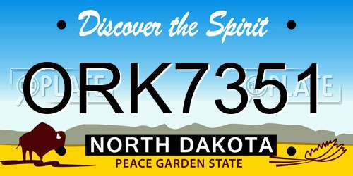 ORK7351 North Dakota License Plate
