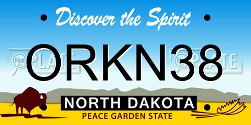 ORKN38 North Dakota License Plate