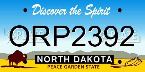 ORP2392 North Dakota License Plate