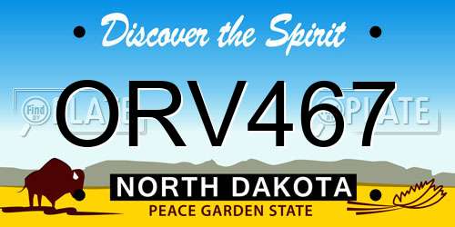 ORV467 North Dakota License Plate