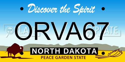 ORVA67 North Dakota License Plate