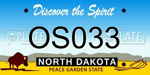 OS033 North Dakota License Plate