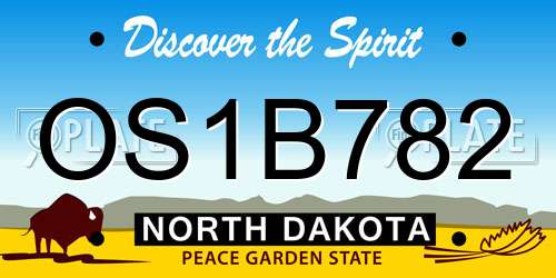 OS1B782 North Dakota License Plate