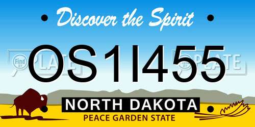 OS1I455 North Dakota License Plate