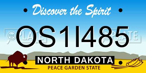 OS1I485 North Dakota License Plate