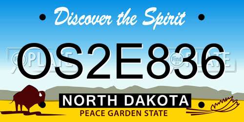 OS2E836 North Dakota License Plate