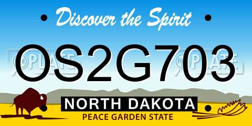 OS2G703 North Dakota License Plate