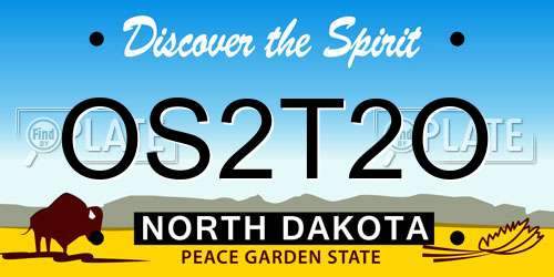 OS2T2O North Dakota License Plate