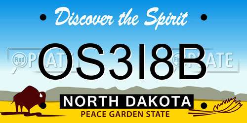 OS3I8B North Dakota License Plate