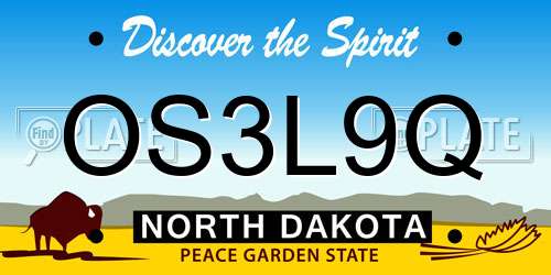 OS3L9Q North Dakota License Plate
