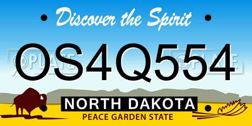 OS4Q554 North Dakota License Plate