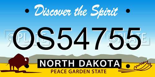 OS54755 North Dakota License Plate
