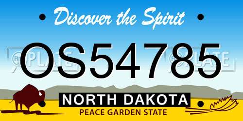OS54785 North Dakota License Plate