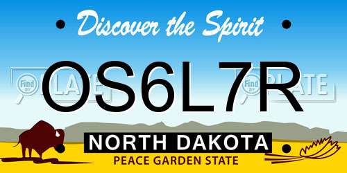 OS6L7R North Dakota License Plate