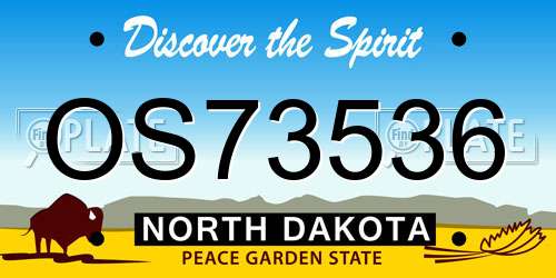 OS73536 North Dakota License Plate