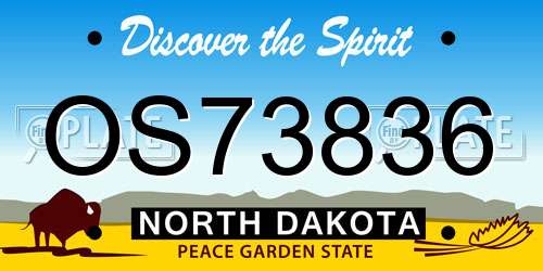 OS73836 North Dakota License Plate
