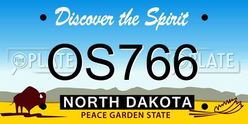 OS766 North Dakota License Plate