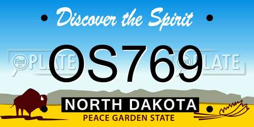 OS769 North Dakota License Plate
