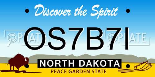 OS7B7I North Dakota License Plate