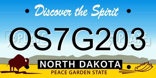 OS7G203 North Dakota License Plate