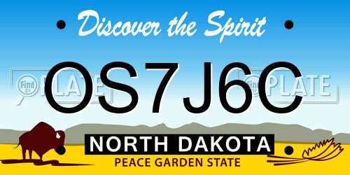 OS7J6C North Dakota License Plate