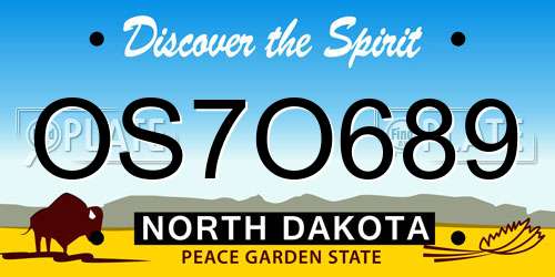 OS7O689 North Dakota License Plate